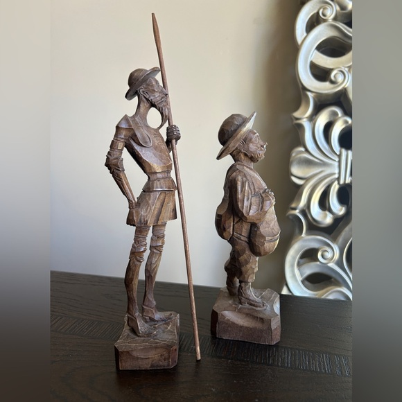 Vintage Hand Carved Carved Wood Figures Of Don Quixote & Sancho Man Of La Mancha - Picture 3 of 14